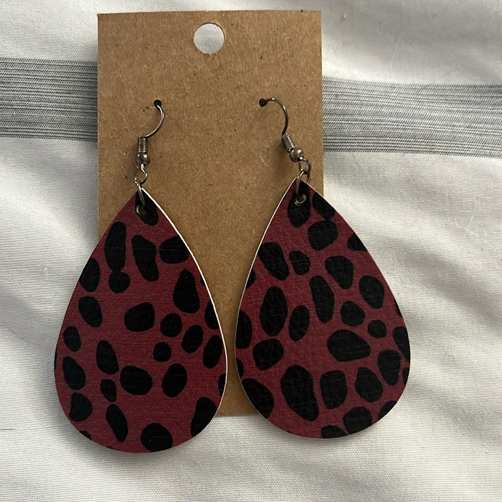 Maroon Cheetah Earrings